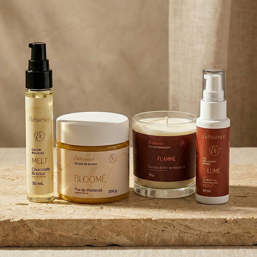 Kit - Vela de Massagem + Gel Deslizante + Calda Beijável + Geleia